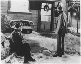 Henry Travers, James Stewart, on-set of the Film, “It's a Wonderful Life”, 1946
