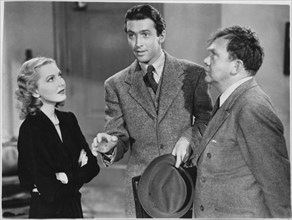Jean Arthur, James Stewart, Thomas Mitchell, on-set of the Film, “Mr. Smith Goes to Washington”, 1939