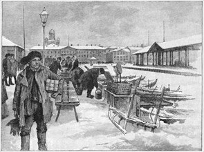 Fish Market, Helsinki, Finland, Harper's New Monthly Magazine, Illustration, January 1891