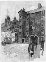 Scottish Poet Tobias Smollett's House, St. John Street, Canongate, Edinburgh, Scotland, Harper's New Monthly Magazine, Illustration, March 1891