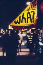 Café Wha?, Street Scene at Night, Greenwich Village, New York City, New York, USA, August 1961