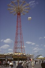 Amusement Park Parachute Jump, Coney Island, New York, USA, August 1961
