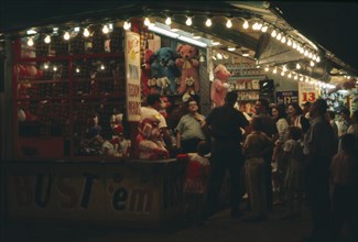Amusement Park Arcade Game at Night, Coney Island, New York, USA, August 1961