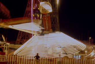 Amusement Park Ride at Night, Coney Island, New York, USA, August 1961