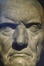 Marble Bust of Roman Man, Close-Up, Metropolitan Museum of Art, New York City, New York, USA, July 1961