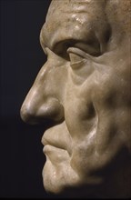 Marble Bust of Roman Man, Left Profile, Metropolitan Museum of Art, New York City, New York, USA, July 1961