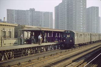 Elevated Subway Station and #1 Train, 125th Street, New York City, New York, USA, July 1961