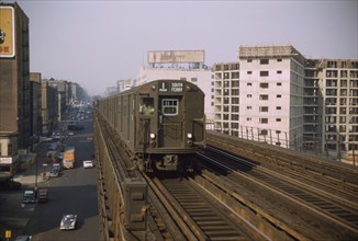 Elevated Subway Train, Harlem New York City, New York, USA, July 1961