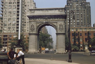 Washington Square Park, Arch, New York City, New York, USA, July 1961