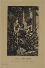 The Basket Maker, Woodcut Engraving from the Original Painting by Armand Heullant, The Masterpieces of French Art by Louis Viardot, Published by Gravure Goupil et Cie, Paris, 1882, Gebbie & Co., Phila...