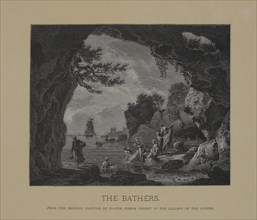 The Bathers, Woodcut Engraving from the Original Painting by Claude Joseph Vernet, The Masterpieces of French Art by Louis Viardot, Published by Gravure Goupil et Cie, Paris, 1882, Gebbie & Co., Phila...