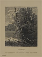 Evening, Woodcut Engraving from the Original Painting by Jean Baptiste Corot, The Masterpieces of French Art by Louis Viardot, Published by Gravure Goupil et Cie, Paris, 1882, Gebbie & Co., Philadelph...