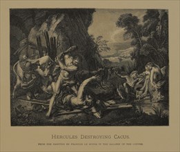 Hercules Destroying Cacus, Woodcut Engraving from the Original 1718 Painting by Francois Le Moine, The Masterpieces of French Art by Louis Viardot, Published by Gravure Goupil et Cie, Paris, 1882, Geb...