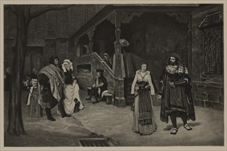 The Meeting of Faust and Marguerite, Photogravure Print from the Original 1860 Painting by James Tissot, The Masterpieces of French Art by Louis Viardot, Published by Gravure Goupil et Cie, Paris, 188...