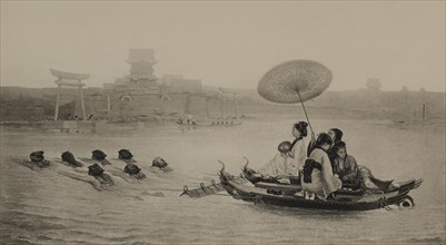 Japanese Ferry, Photogravure Print from the Original 1872 Painting by Paul-Marie Lenoir, The Masterpieces of French Art by Louis Viardot, Published by Gravure Goupil et Cie, Paris, 1882, Gebbie & Co.,...