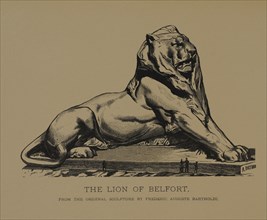 The lion of Belfort, Woodcut Engraving from the Original 1880 Sculpture by Frédéric Auguste Bartholdi, The Masterpieces of French Art by Louis Viardot, Published by Gravure Goupil et Cie, Paris, 1882,...