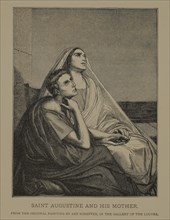 Saint Augustine and his Mother, Woodcut Engraving from the Original Painting by Ary Scheffer, The Masterpieces of French Art by Louis Viardot, Published by Gravure Goupil et Cie, Paris, 1882, Gebbie &...