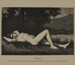 Naiad, Woodcut Engraving from the Original Painting by Jean-Jacques Henner, The Masterpieces of French Art by Louis Viardot, Published by Gravure Goupil et Cie, Paris, 1882, Gebbie & Co., Philadelphia...