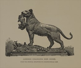 Lioness Changing her Home, Woodcut Engraving from the Original Sculpture by Auguste-Nicolas Cain, The Masterpieces of French Art by Louis Viardot, Published by Gravure Goupil et Cie, Paris, 1882, Gebb...