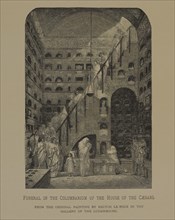 Funeral in the Columbarium of the House of the Caesars, Woodcut Engraving by Roland Brunier from the Original 1864 Painting by Hector Le Roux, The Masterpieces of French Art by Louis Viardot, Publishe...