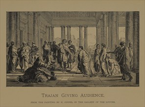 Trajan Giving Audience, Woodcut Engraving from the Original Painting by N. Coypel, The Masterpieces of French Art by Louis Viardot, Published by Gravure Goupil et Cie, Paris, 1882, Gebbie & Co., Phila...