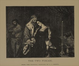The Two Foscari, Woodcut Engraving from the Original Painting by L. L. Goupil, The Masterpieces of French Art by Louis Viardot, Published by Gravure Goupil et Cie, Paris, 1882, Gebbie & Co., Philadelp...
