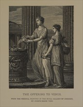 The Offering to Venus, Woodcut Engraving from the Original 1763 Painting by Joseph-Marie Vien, The Masterpieces of French Art by Louis Viardot, Published by Gravure Goupil et Cie, Paris, 1882, Gebbie ...