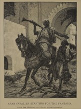 Arab Cavalier Starting for the Fantasia, Woodcut Engraving from the Original Painting by Henri Regnault, The Masterpieces of French Art by Louis Viardot, Published by Gravure Goupil et Cie, Paris, 188...