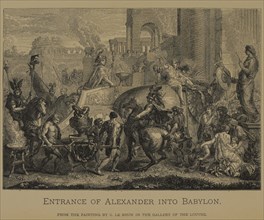 Entrance of Alexander into Babylon, Woodcut Engraving from the Original 1665 Painting by Charles Le Brun, The Masterpieces of French Art by Louis Viardot, Published by Gravure Goupil et Cie, Paris, 18...