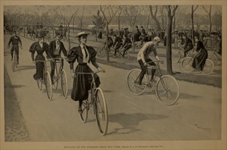 Bicycling on the Riverside Drive, New York, Drawn by Thure de Thulstrup, Harper's Weekly, July 28, 1894