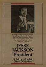 Jesse Jackson, President, Bold Leadership New Direction, Political Advertisement, USA, 1988