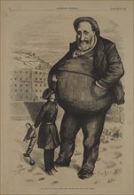 Can the Law Reach Him? The Dwarf and the Giant Thief, Drawing by Thomas Nast, Harper's Weekly, January 6, 1872