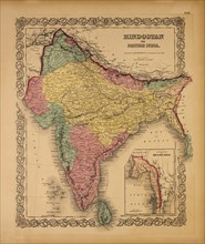 Map of Hindostan or British India, 1855