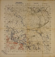 Top Secret World War I Map of Northeastern France near German Border Showing German Military Positions, January 1, 1918