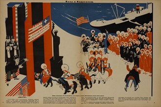 Anti-Religion Propaganda Poster, "Entrance to Jerusalem", Bezbozhnik u Stanka Magazine, Illustration by Dmitry Moor, Russia, 1920's