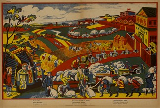Anti-Religion Propaganda Poster, Bezbozhnik u Stanka Magazine, Illustration by Alexey Radakov, Russia, 1920's