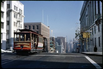 Cable Car at Top of Hill, San Francisco, California, USA, 1957