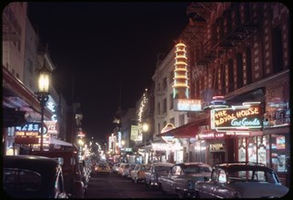 Street Scene at Night, Chinatown, San Francisco, California, USA, 1957