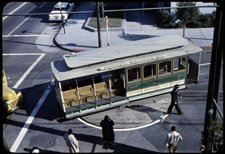 High Angle View of Cable Car, San Francisco, California, USA, 1957