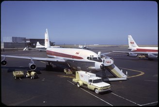 TWA Airplane, San Francisco International Airport, San Francisco, California, USA, 1963