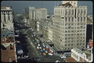 High Angle View of Street Scene, King William Street and Colonial Mutual Life Building, Adelaide, Australia, 1960