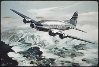 TWA Commercial Airplane in Flight