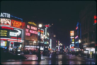 Street Scene at Night, Piccadilly Circus, London, England, UK, 1960