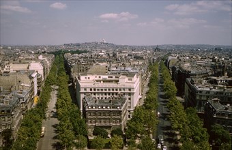 Cityscape View from Arc de Triomphe, Paris, France, 1961