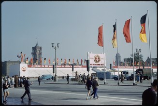Group of People Visiting Marx Engles Platz before May Day Parade, East Berlin, German Democratic Republic, 1961