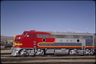 Santa Fe Diesel Locomotive Train, Barstow, California, USA, 1966
