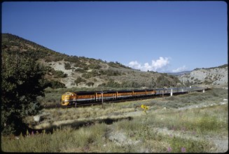 California Zephyr Train in Mountain Landscape, Utah, USA, 1965
