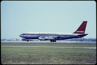 Northwest Airlines, Boeing 720B Commercial Jet on Take-Off, Miami, Florida, USA, 1960's