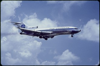 Pan American Airlines Boeing 727-21 Commercial Jet In-Flight, 1960's