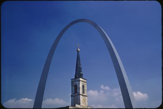 Arch and Cathedral Spire, Saint Louis, Missouri, USA, 1967